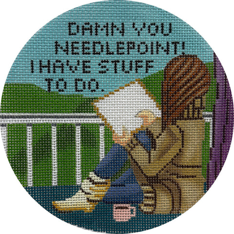 Damn You Needlepoint Round (Gayla Elliott)