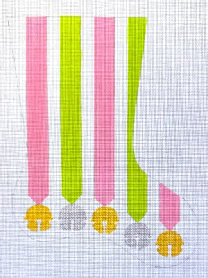 Pink/Green Ribbon Bell Midi Stocking - 13M (Raymond M Crawford)