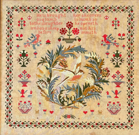 Hannah Barnett c.1850 (Queentown Sampler Designs)