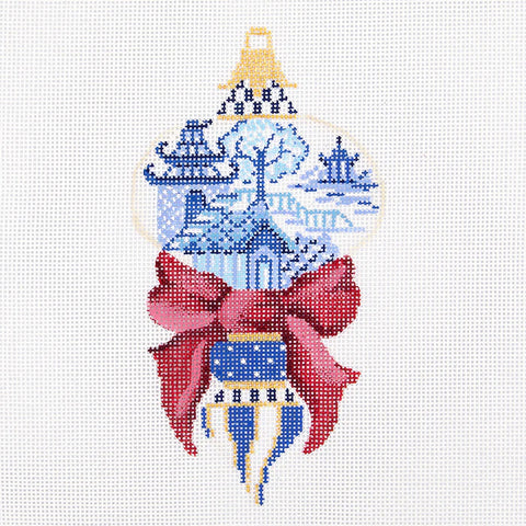 Chinoiserie Double Ball Ornament (Kelly Clark Needlepoint)