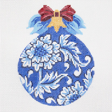 China Blue Floral Ball (Kelly Clark Needlepoint)