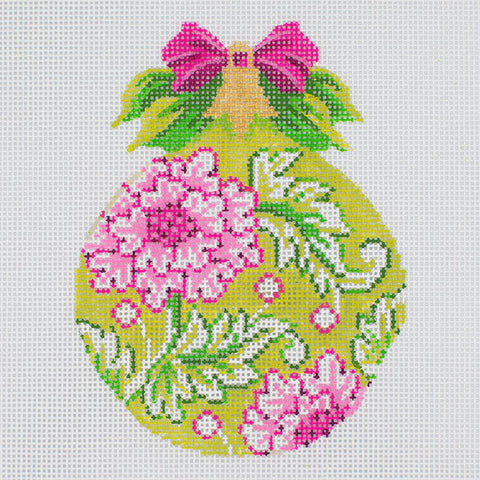 Green & Pink Floral Ball (Kelly Clark Needlepoint)