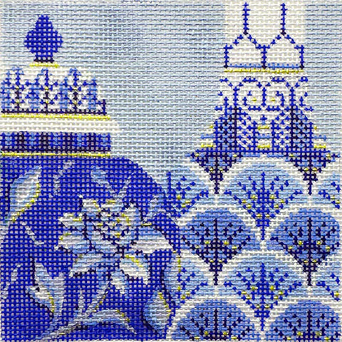 Blue Willow Fans (Kelly Clark Needlepoint)