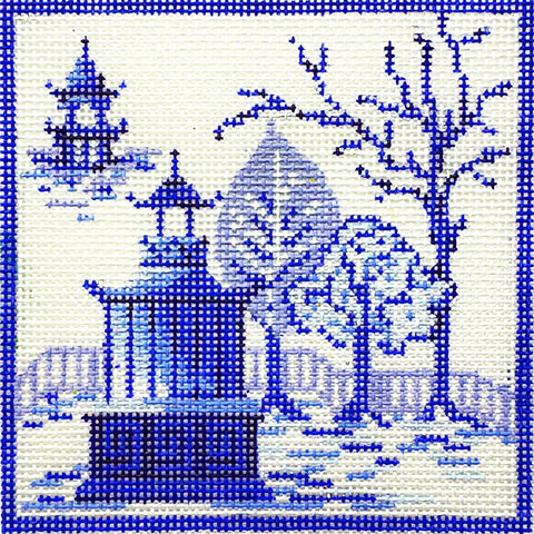 Blue Italian Pagoda (Kelly Clark Needlepoint)