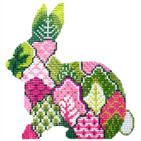 Pink Tobacco Leaf Bunny (Kelly Clark Needlepoint)