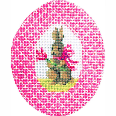 Pink Bunny w/Tulip Egg (Kelly Clark Needlepoint)
