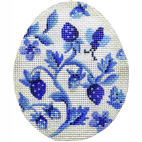 Strawberry Blues Egg (Kelly Clark Needlepoint)