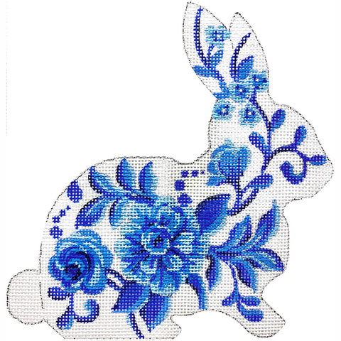 Trailing Blue Vine Bunny (Kelly Clark Needlepoint)