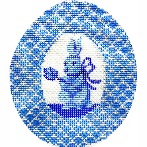 Blue Bunny w/Tulip Egg (Kelly Clark Needlepoint)