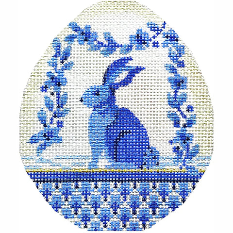 Blue Garland Bunny Egg (Kelly Clark Needlepoint)