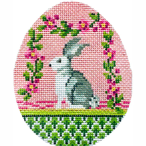 Pink Garland Bunny Egg (Kelly Clark Needlepoint)