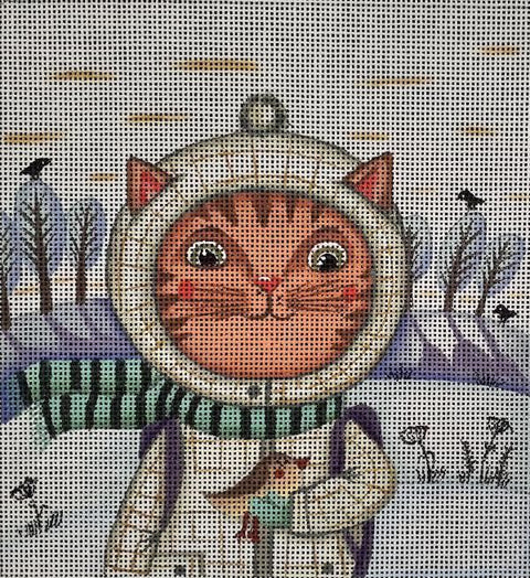 Kitty w/Birdy (Mindys Needlepoint)