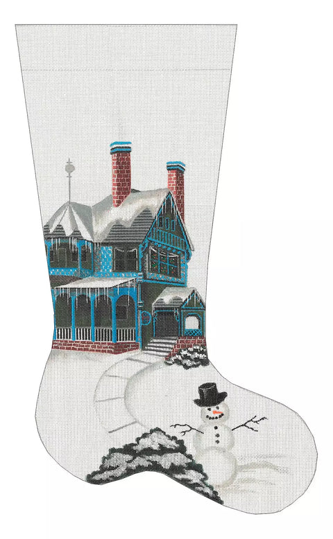 Green Queen Anne House Stocking