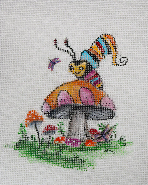 Enchanted Fairy Garden / Mushroom w/Caterpillar (Cheryl & Annie)