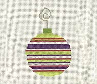 Purple & Green Stripe Bauble (Pippin Designs)