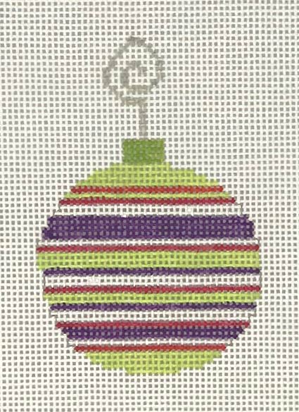 Purple & Green Stripe Bauble (Pippin Designs)