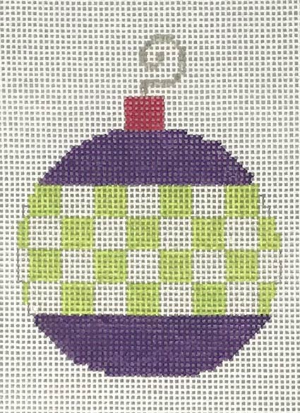 Purple w/Green Checks Bauble (Pippin Designs)