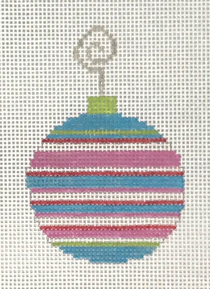 Pink and Blue Striped Bauble (Pippin Designs)