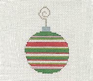 Red & Green Striped Bauble (Pippin Designs)