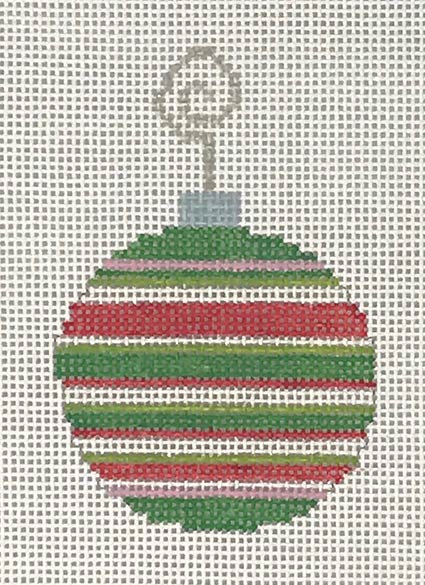 Red & Green Striped Bauble (Pippin Designs)