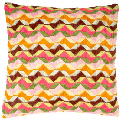 Geometric Retro Long Stitch Cushion (Vervaco)