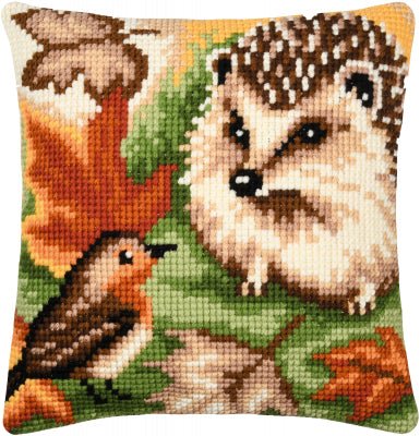 Hedgehog & Robin Cushion (Vervaco)