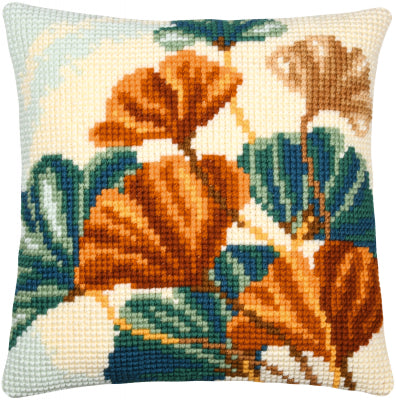 Ginko Leaves Cushion (Vervaco)