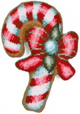 Candy Cane - Shaped Cushion (Vervaco)