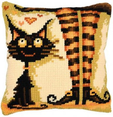 Cat Loves Her Witch Cushion (Vervaco)