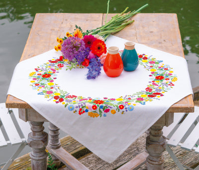Colourful World of Flowers Tablecloth (Vervaco)
