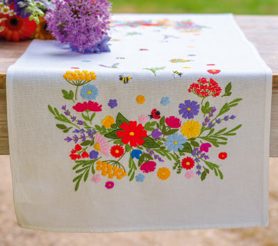 Colourful World of Flowers Table Runner (Vervaco)