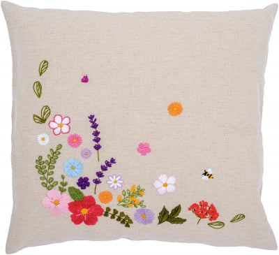 Colourful World of Flowers Cushion (Vervaco)