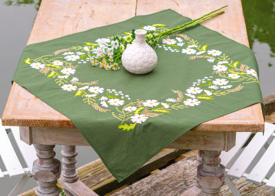 White Floral Tablecloth (Vervaco)