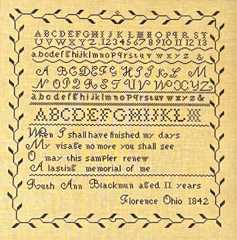 Ruth Ann Blackman 1842 (Queenstown Sampler Designs)