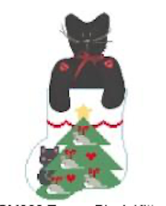 Mouse Tree w/Black Kitty Mini Sock (Kathy Schenkel)