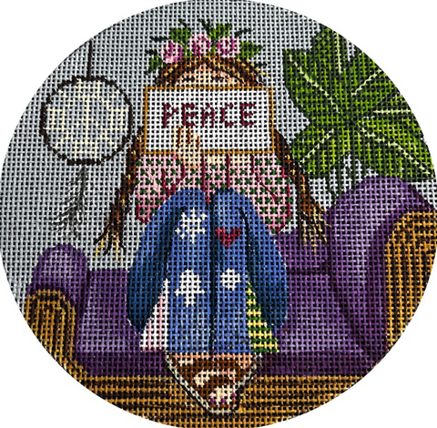 Hippie Stitching Girl Ornament (Gayla Elliott)