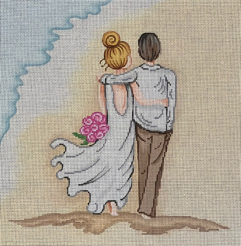 Bride and Groom on Beach (Rose Hill Designs)