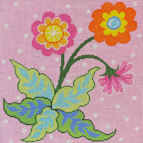 Fun Floral on Pink w/White Dots (Patti Mann)