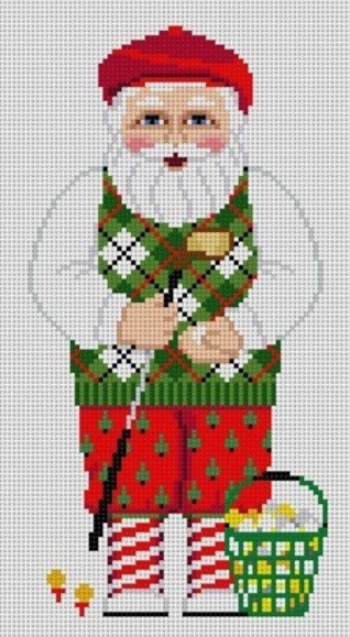 Santa Golfing (Susan Roberts Needlepoint)