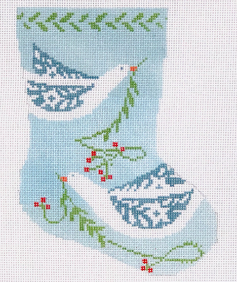 Peace Birds on Blue Ornament Sized Stocking (KCN Designers)