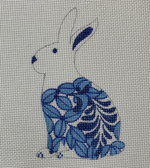 Standup Bunny White/Blue Flowers (Collection Designs)