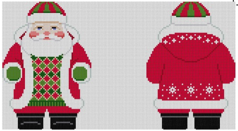 2 Sided Snowflake Red Jacket Santa (Susan Roberts Needlepoint)