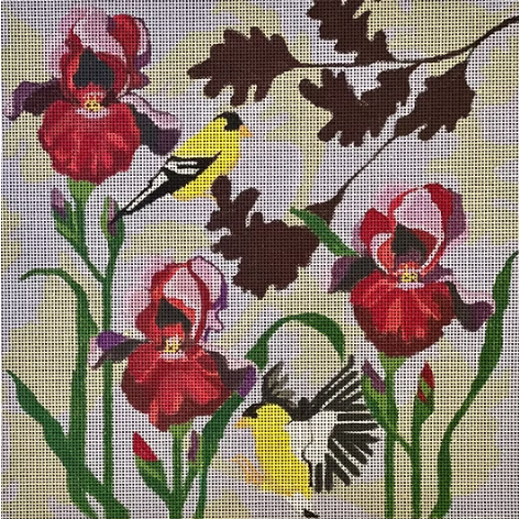 Irises w/Gold Finches (Melissa Prince Designs)