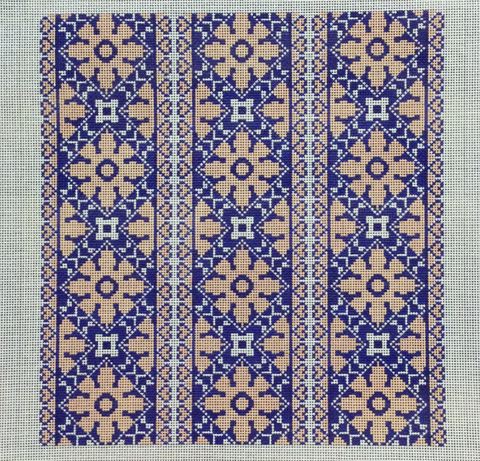 Hearts Medallion Pillow Blue/Coral (KCN Designers)