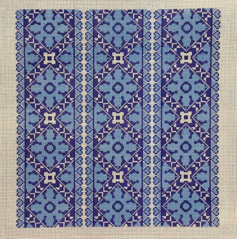 Hearts Medallion Pillow Blue/White (KCN Designers)