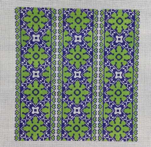 Hearts Medallion Pillow Blue/Green (KCN Designers)