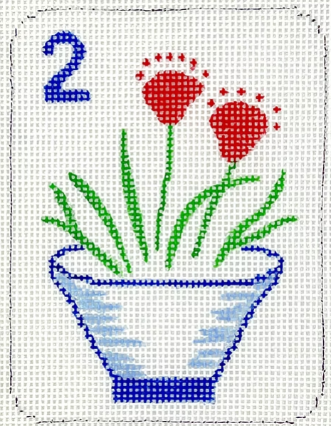 Mini Mahjong Tile - Pot w/Flowers (Kate Dickerson)