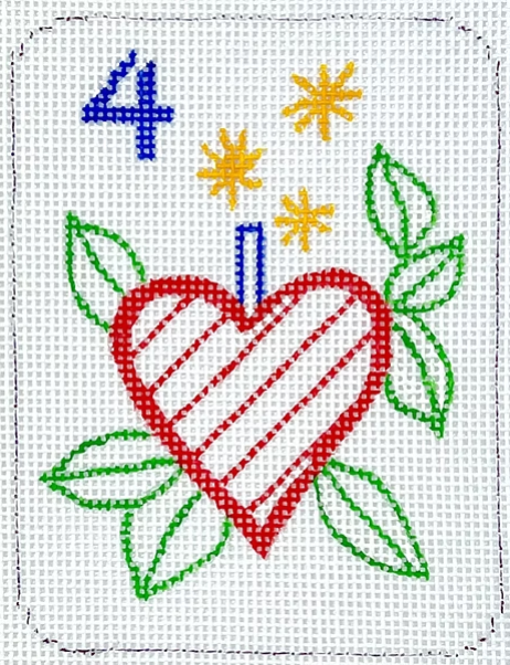 Mini Mahjong Tile - Heart w/Leaves (Kate Dickerson)