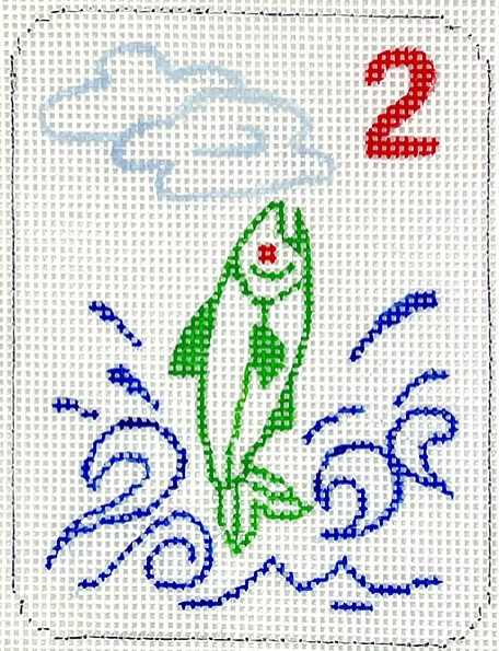 Mini Mahjong Tile - Fish in Water (Kate Dickerson)