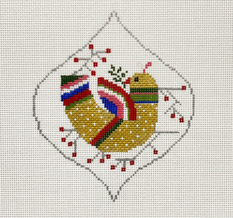 Bird and Holly Ornament (Blueberry Point)